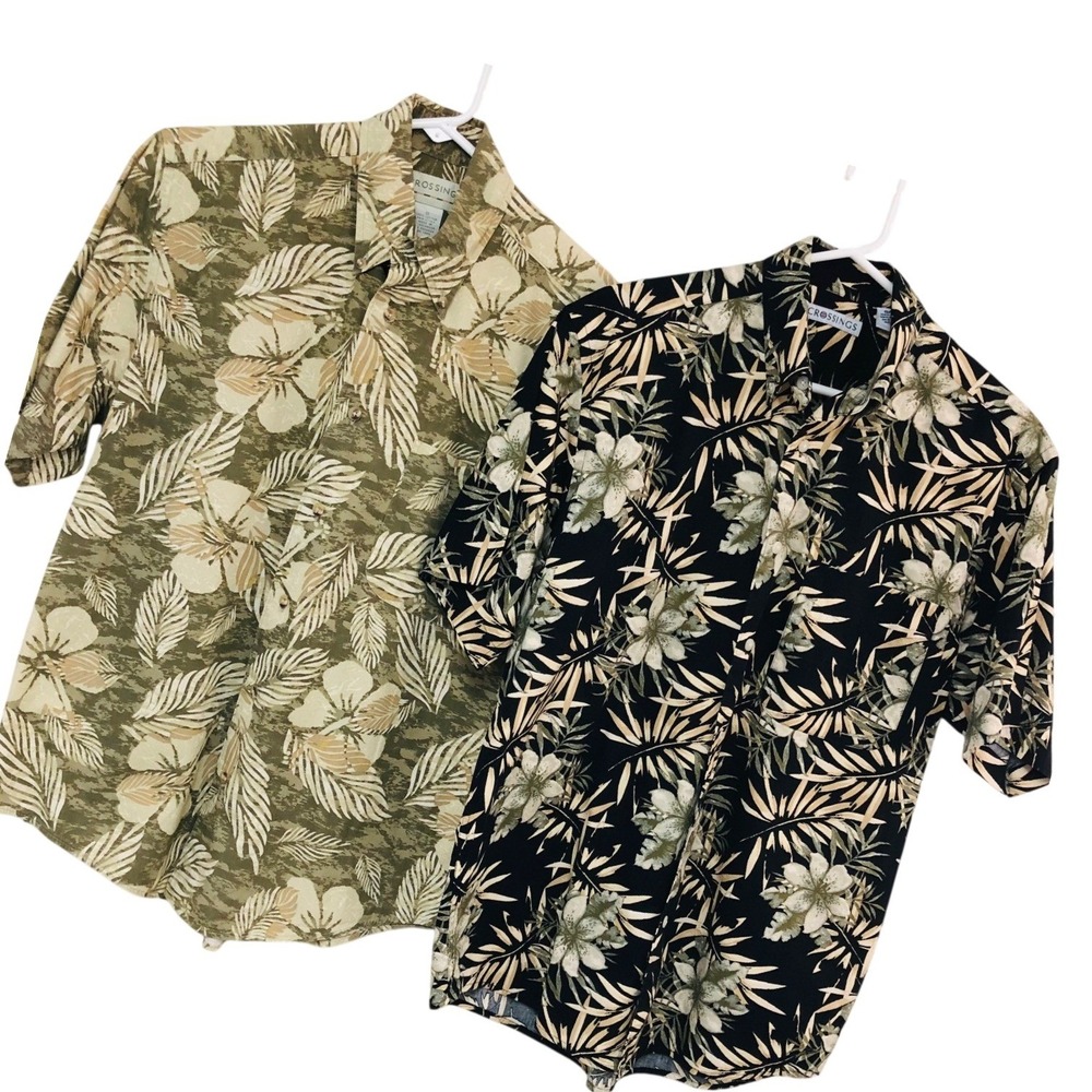 Lot of 2 Hawaiian Shirts Cotton Tropical Coastal Vacation Beachy Casual Mens S